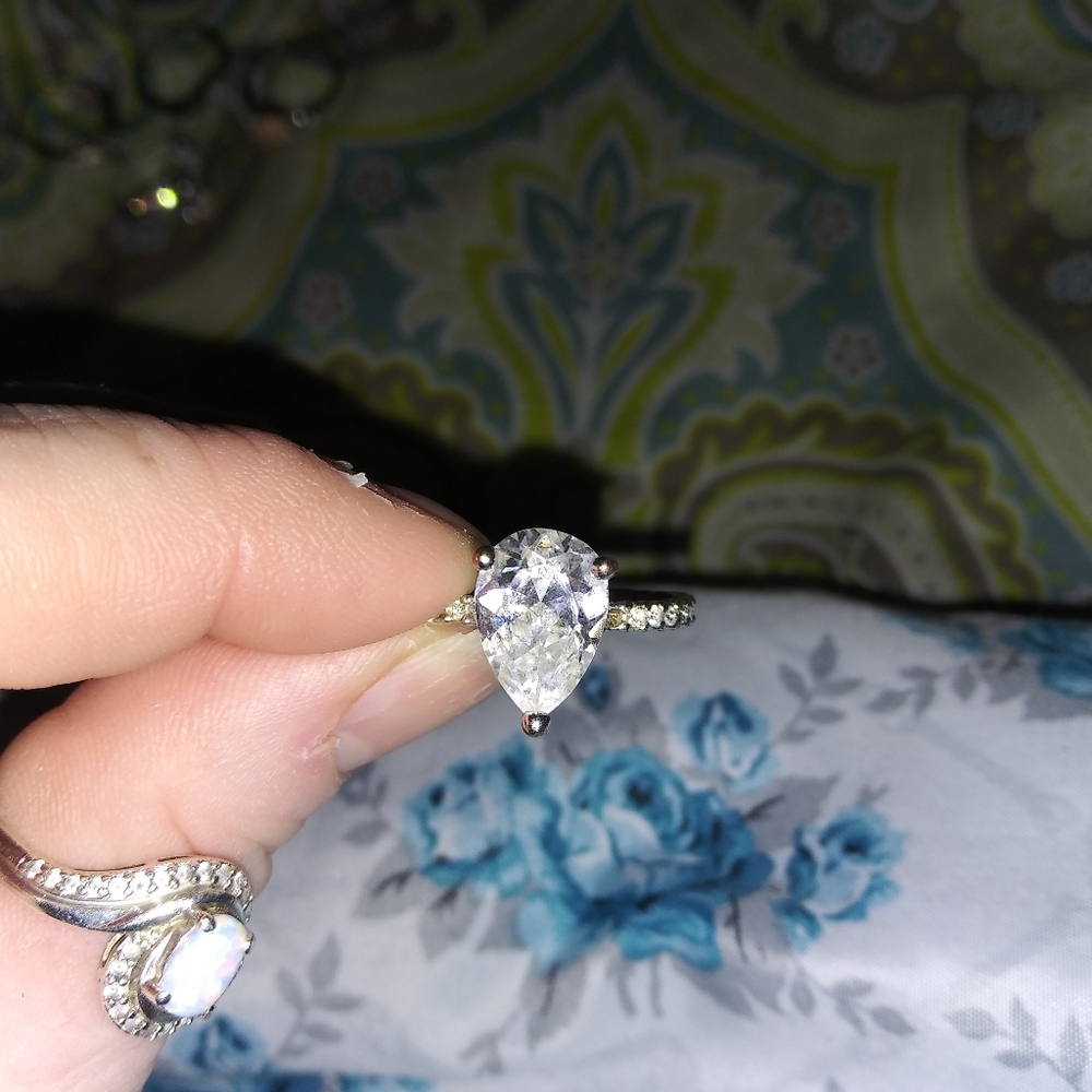 Lab Created Diamond Pear Shaped Ring - image 3